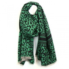 Green & Black Mix Animal Print Scarf by Peace of Mind